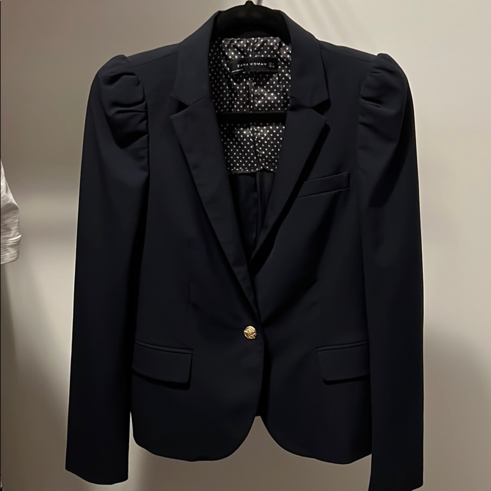 Zara Blazer - Navy and Gold